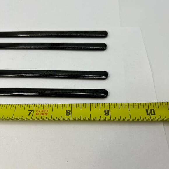 2 Sets of 9" Long Chopsticks and Chopstick Rests SUS 304 Black Handle Gold Tips - Picture 2 of 4